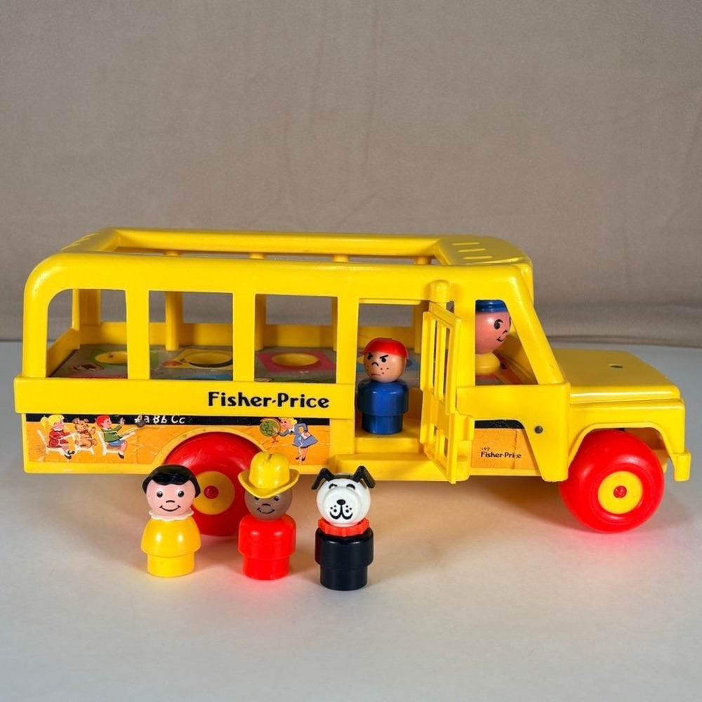 Vintage 1988‎ Fisher-Price Little People School Bus 192 4 Figures - Picture 4 of 12